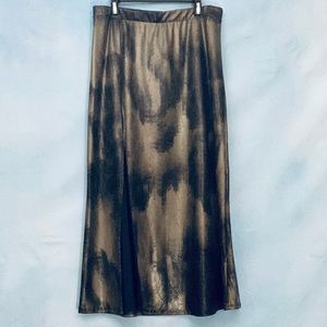 Green Snake Skin Print Long Skirt with Split